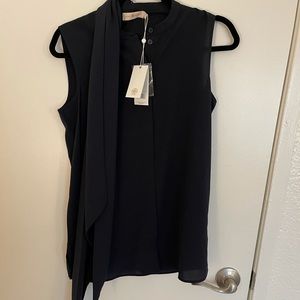 Tory Burch Sleeveless Bow Blouse Navy Blue